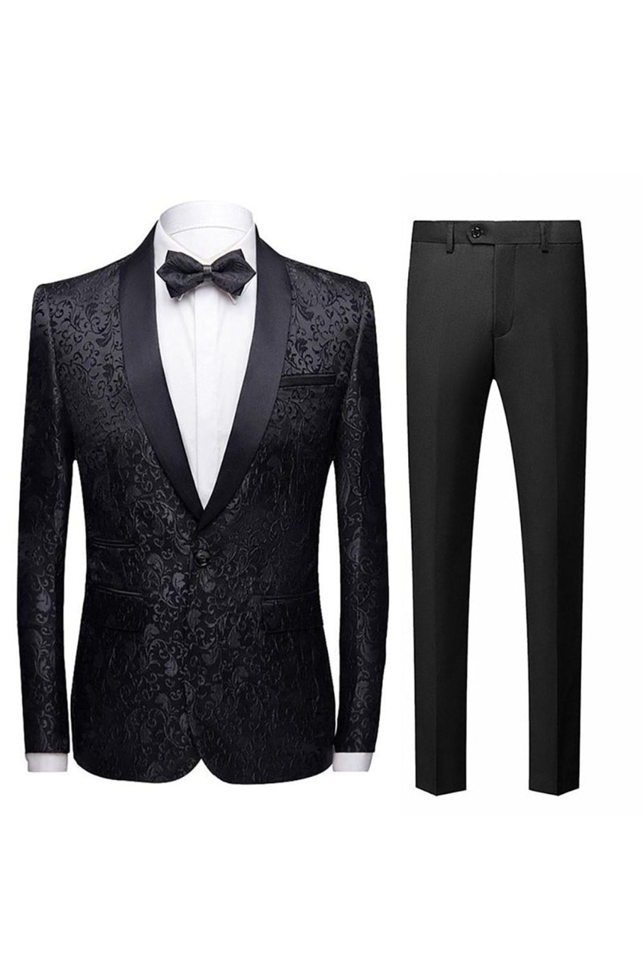 Men HELLYMOON | Jacquard Shawl Lapel Men'S 2 Pieces Suits