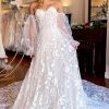 Wedding Dresses HELLYMOON | Sweetheart Corset Detachale Long Sleeves Long Lace Wedding Dress Ivory