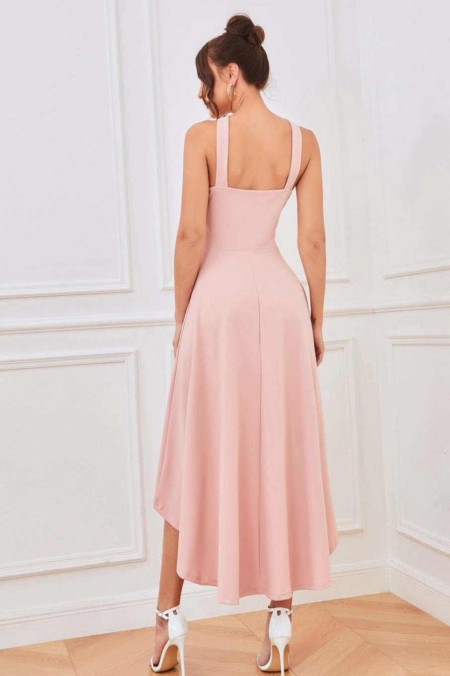 Prom Dresses HELLYMOON | A Line Halter High Low Homecoming Dress Pink