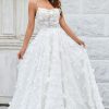 Wedding Dresses HELLYMOON | Floral Lace Sweep Train Wedding Dress Ivory