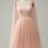 Prom Dresses HELLYMOON | A Line Sweetheart Midi Prom Dress Blush