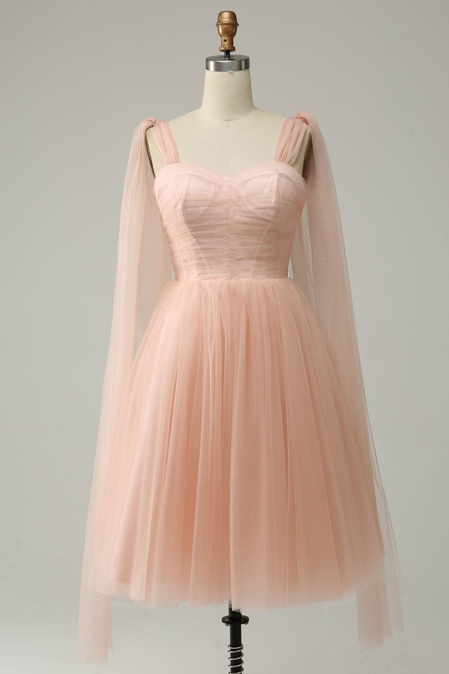 Prom Dresses HELLYMOON | A Line Sweetheart Midi Prom Dress Blush