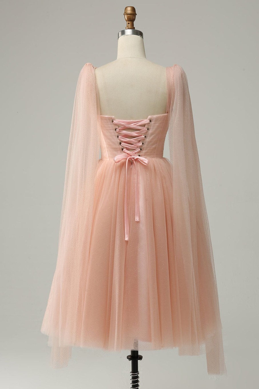 Prom Dresses HELLYMOON | A Line Sweetheart Midi Prom Dress Blush