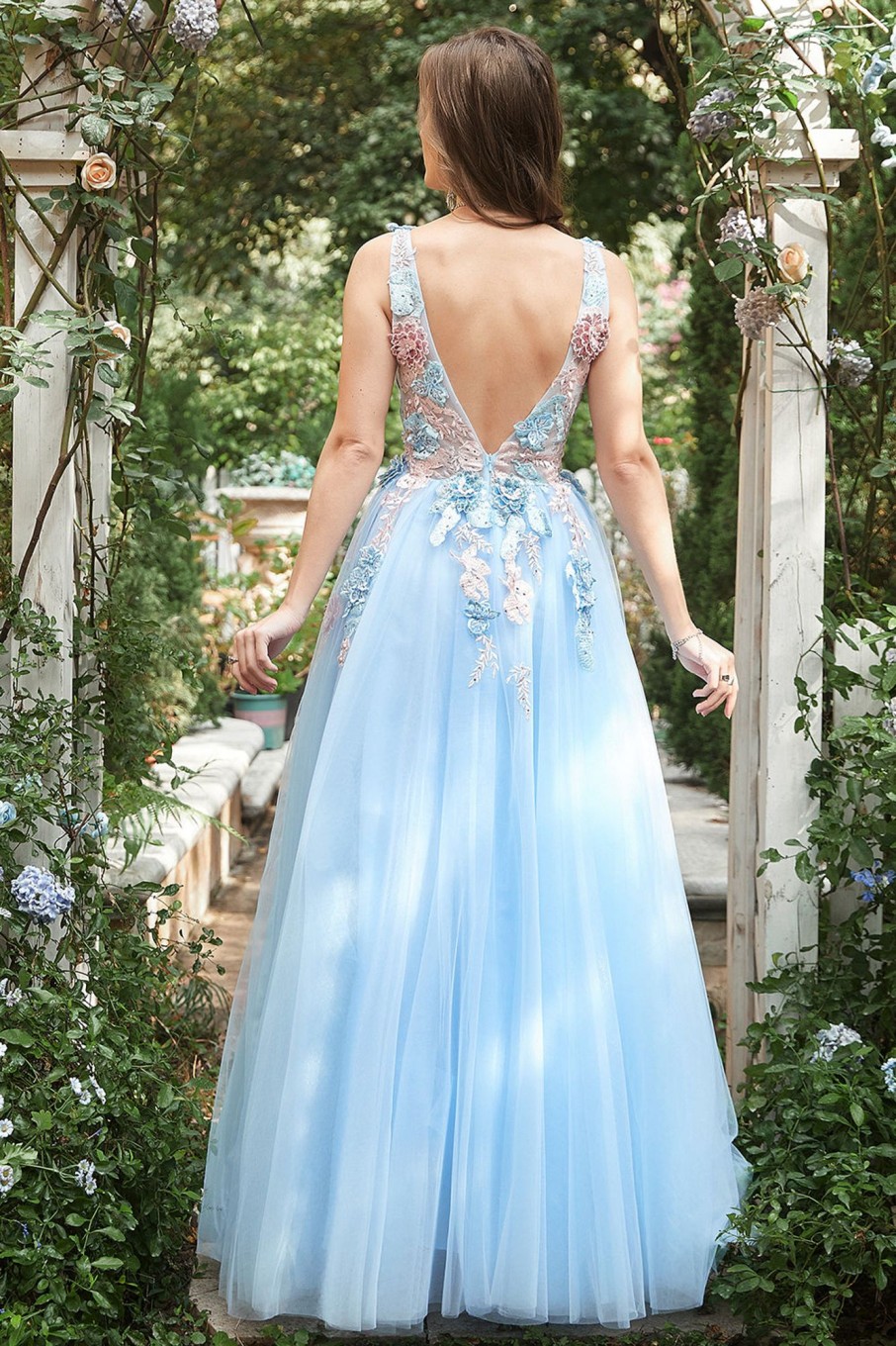 Special Occasion HELLYMOON | Tulle Princess Prom Dress With 3D Flowers Blue