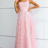 Special Occasion HELLYMOON | A-Line Lace-Up Back Princess Prom Dress With 3D Flowers Pink