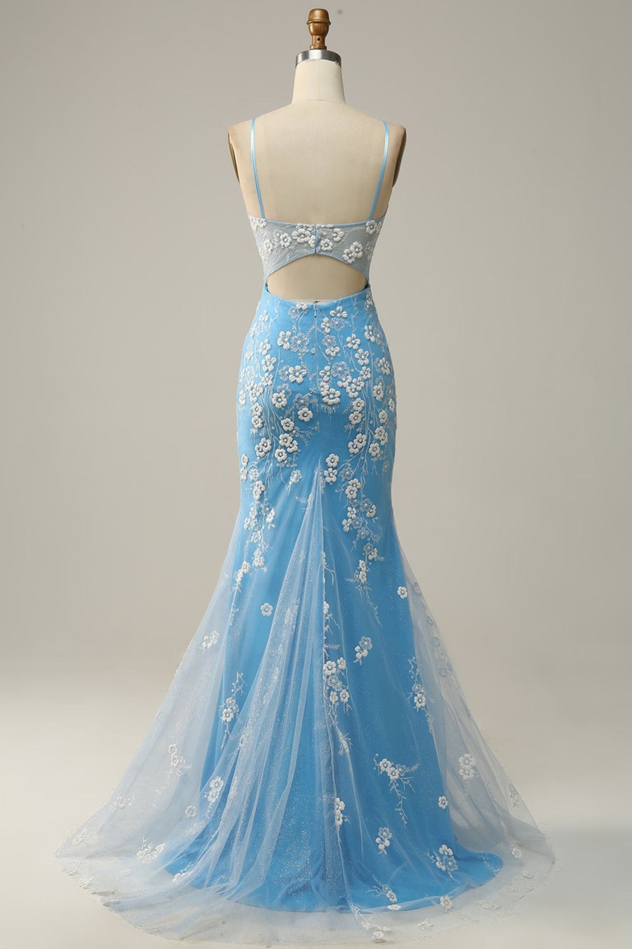 Prom Dresses HELLYMOON | Spaghetti Straps Corset Prom Dress With Appliques Blue