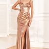 Prom Dresses HELLYMOON | Ruffles Corset Prom Dress With Slit Golden