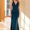 Partywear HELLYMOON | Sheath V Neck Long Prom Dress With Criss Cross Back