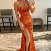 Prom Dresses HELLYMOON | Mermaid Strapless Sequins Long Prom Dress With Slit