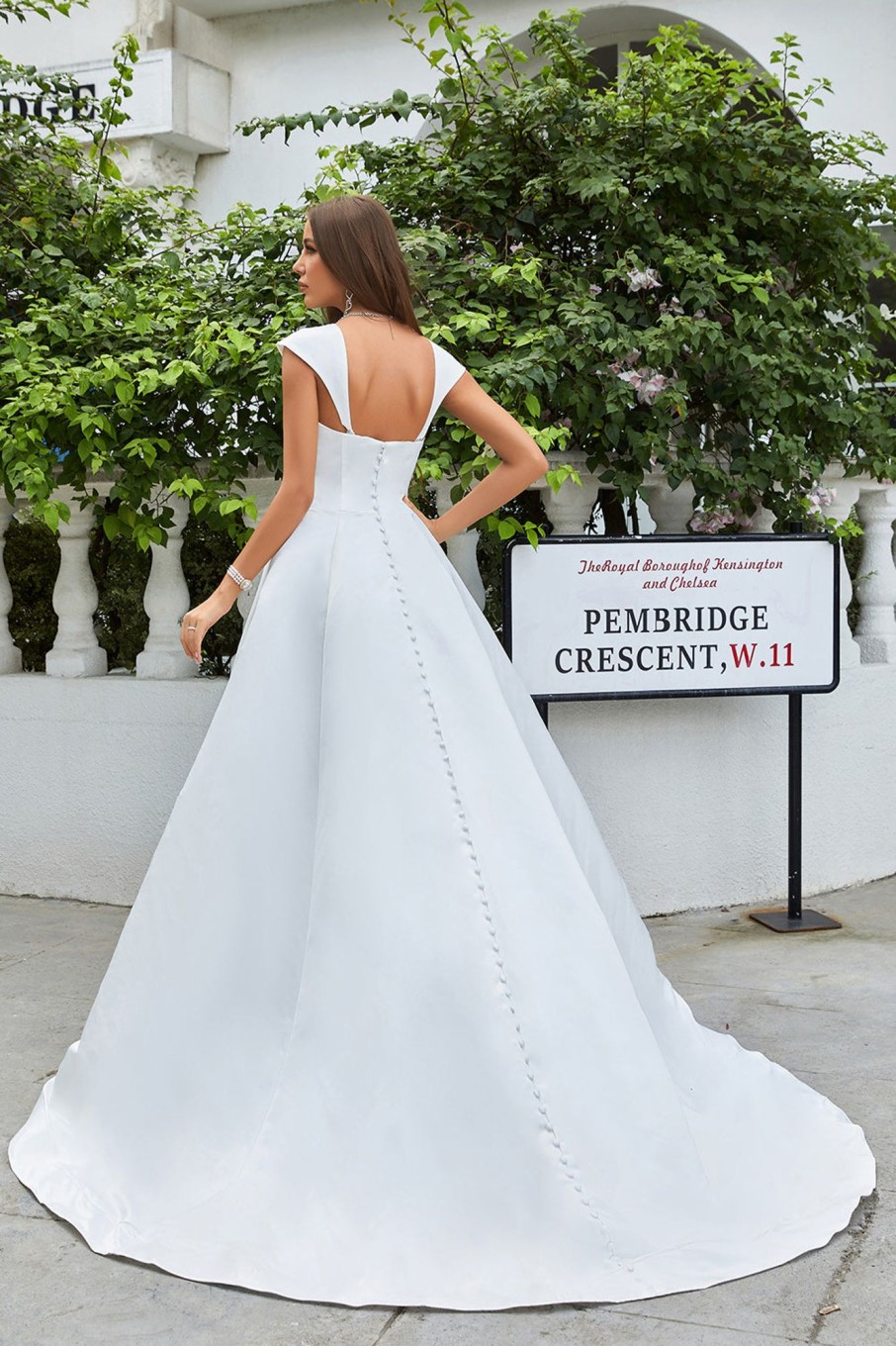 Wedding Dresses HELLYMOON | Simple Satin A-Line Wedding Dress Ivory