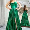 Special Occasion HELLYMOON | A-Line Spaghetti Straps Corset Prom Dress With Slit Dark Green