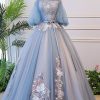 Special Occasion HELLYMOON | Off The Shoulder Quinceanera Dresses With Appliques Grey Blue