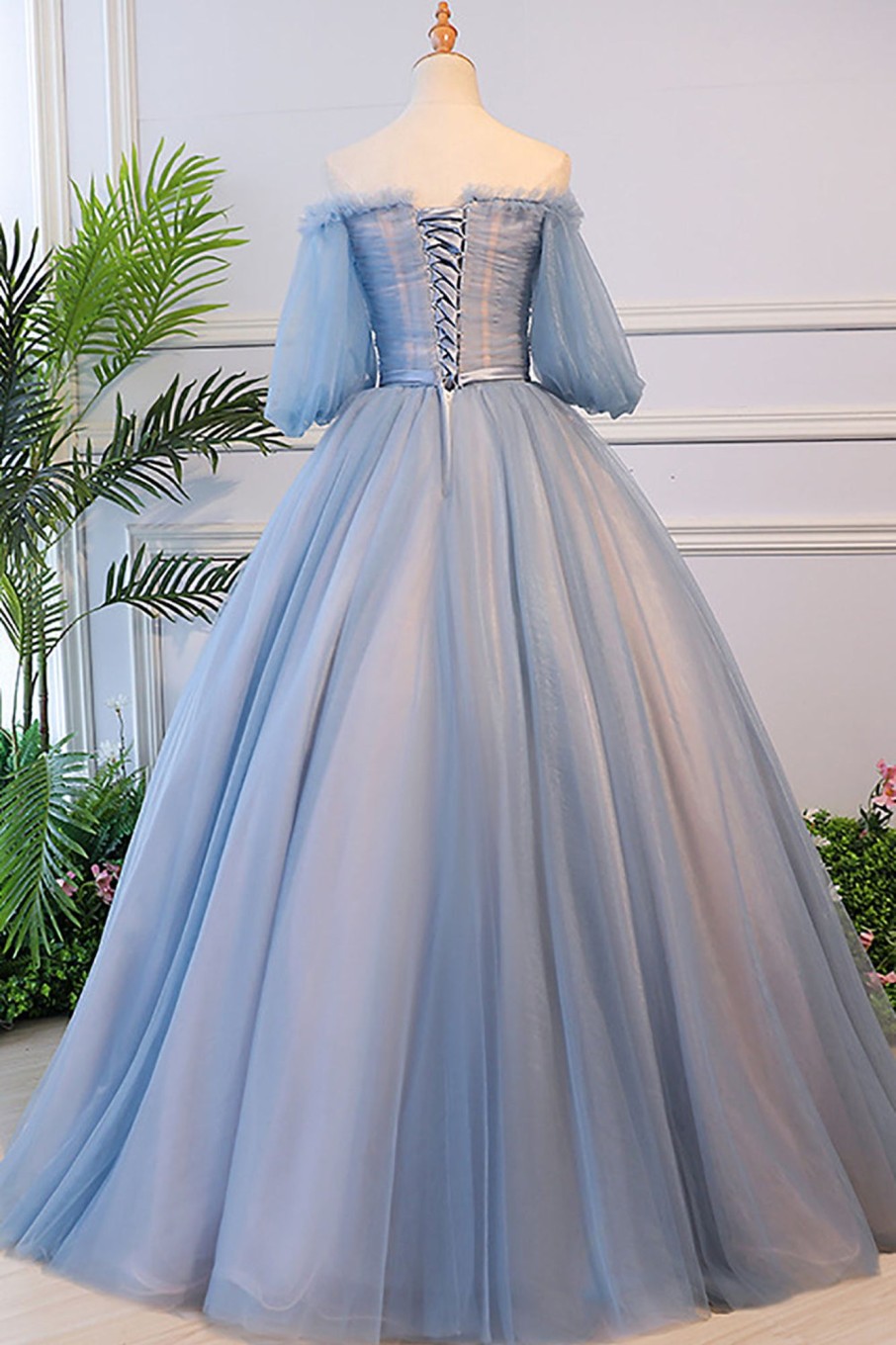 Special Occasion HELLYMOON | Off The Shoulder Quinceanera Dresses With Appliques Grey Blue