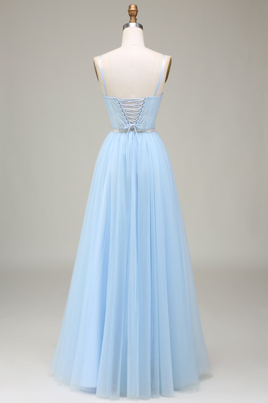 Prom Dresses HELLYMOON | Sparkly A-Line Tulle Prom Dress With Appliques Light Blue