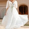 Wedding Dresses HELLYMOON | Tulle Midi Prom Dress With Embroidery White