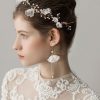 Accessories HELLYMOON | Beaded Flower Bridal Headband Earrings White