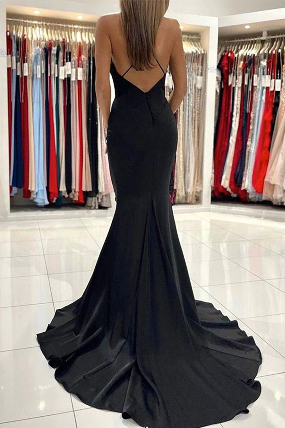 Prom Dresses HELLYMOON | Mermaid Prom Dress With Open Back Black