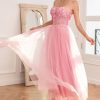 Prom Dresses HELLYMOON | Gorgeous A Line Strapless Prom Dress With Appliques Pink