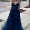 Prom Dresses HELLYMOON | A-Line Tulle Princess Prom Dress Navy