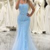 Prom Dresses HELLYMOON | Mermaid Spaghetti Strap Beaded Long Prom Dress