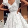 Special Occasion HELLYMOON | V-Neck Short Sleeves Mini Graduation Dress White