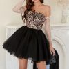 Special Occasion HELLYMOON | A Line Off The Shoulder Short Homecoming Dress With Beading Black