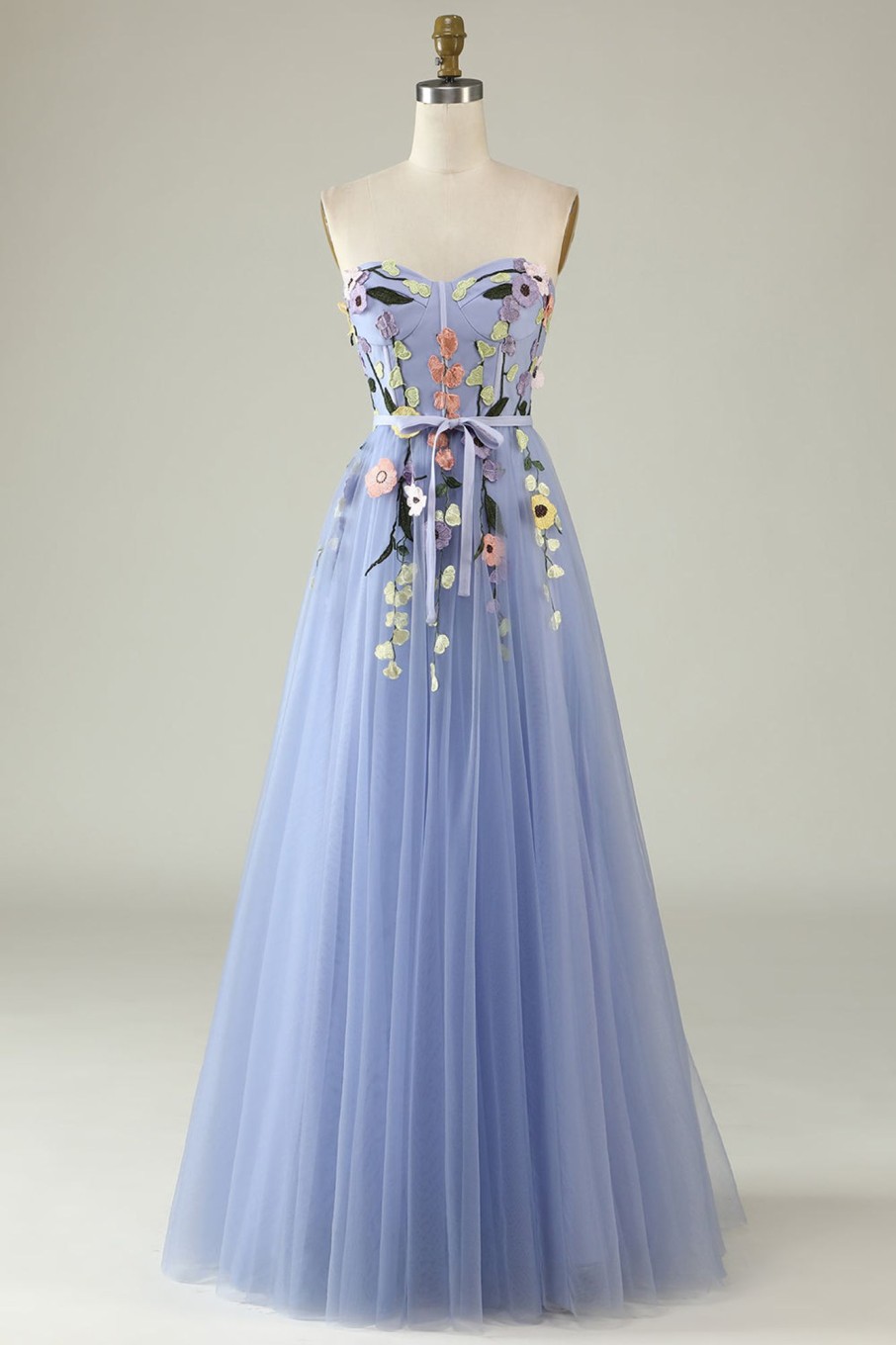 Prom Dresses HELLYMOON | A Line Strapless Princess Prom Dress With Appliques Lavender