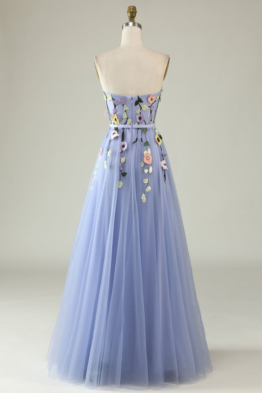 Prom Dresses HELLYMOON | A Line Strapless Princess Prom Dress With Appliques Lavender