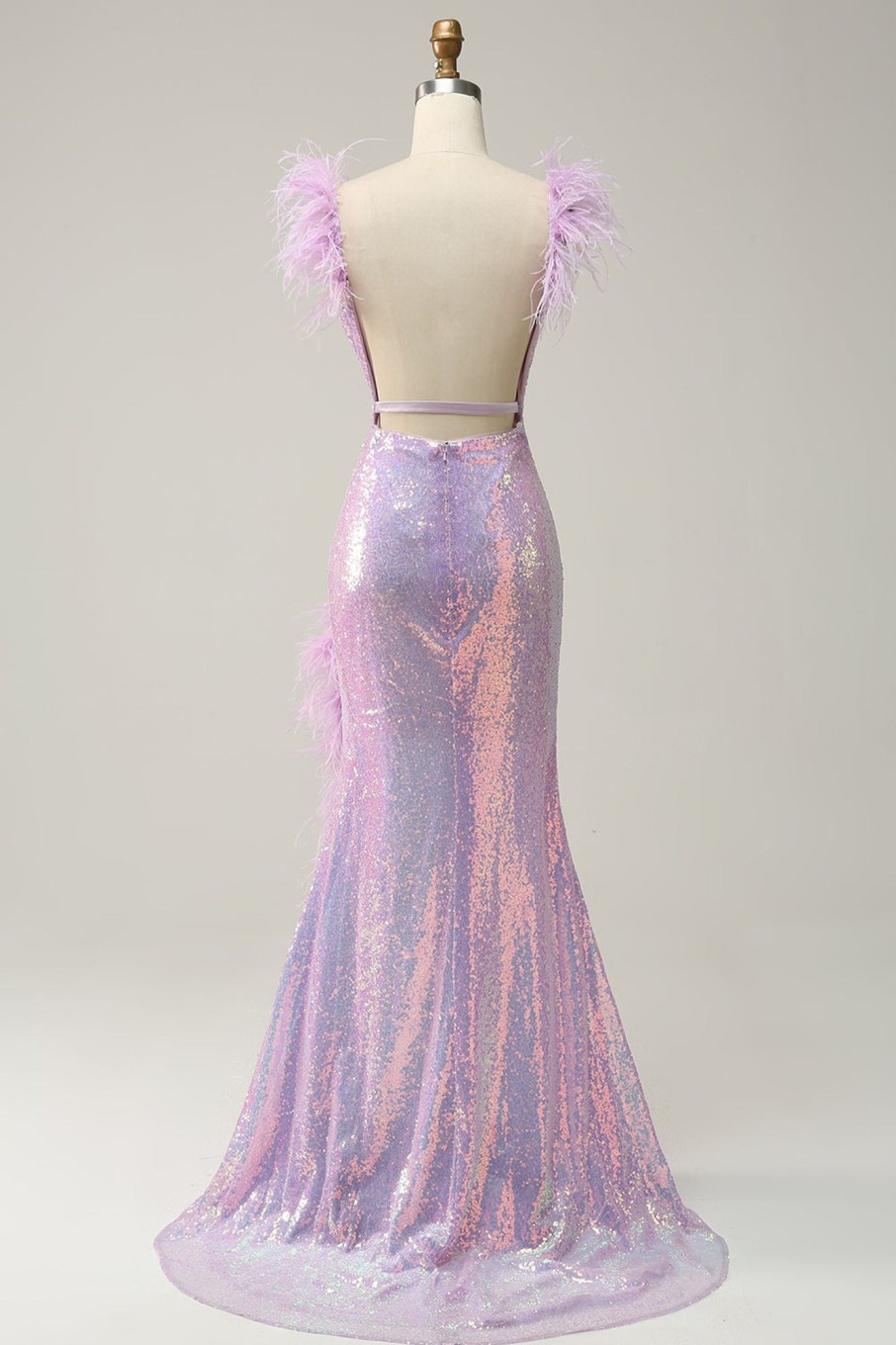 Prom Dresses HELLYMOON | Sweetheart Mermaid Sequins Sparkly Prom Dress With Feather Purple