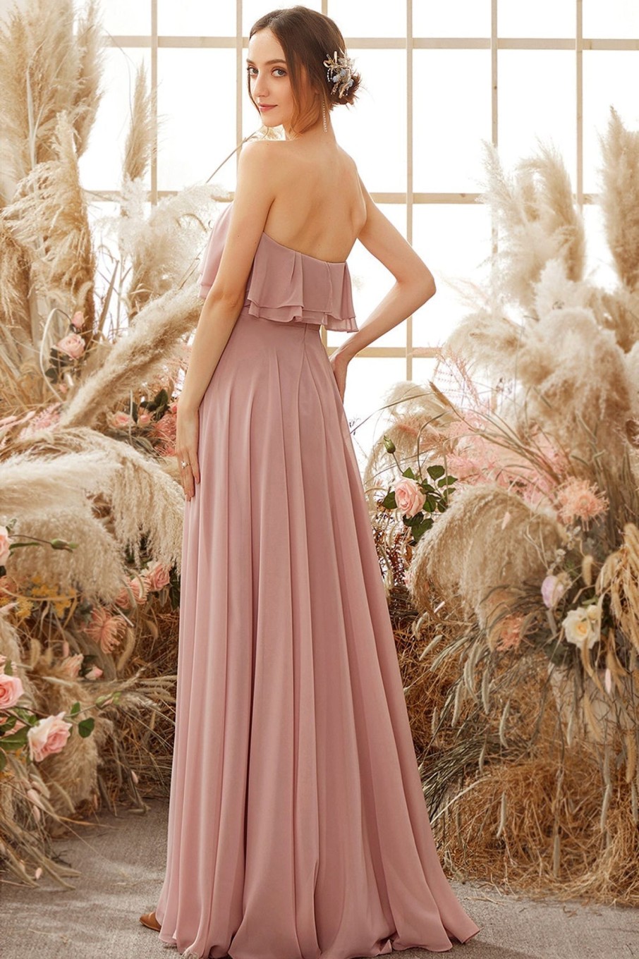 Partywear HELLYMOON | Elegant Strapless Chiffon Bridesmaid Dress