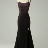 Prom Dresses HELLYMOON | Beading Mermaid Prom Dress With Slit Dark Purple