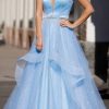 Special Occasion HELLYMOON | A Line Sparkly Prom Dress With Beading Light Blue