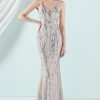 Prom Dresses HELLYMOON | Apricot Spaghetti Straps Mermaid Prom Dress