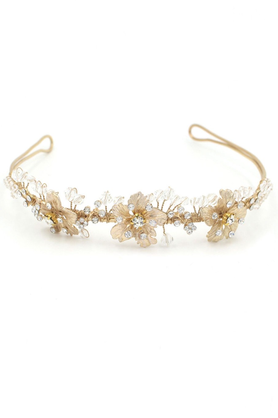 Accessories HELLYMOON | Delicate Flower Headband With Beading Golden