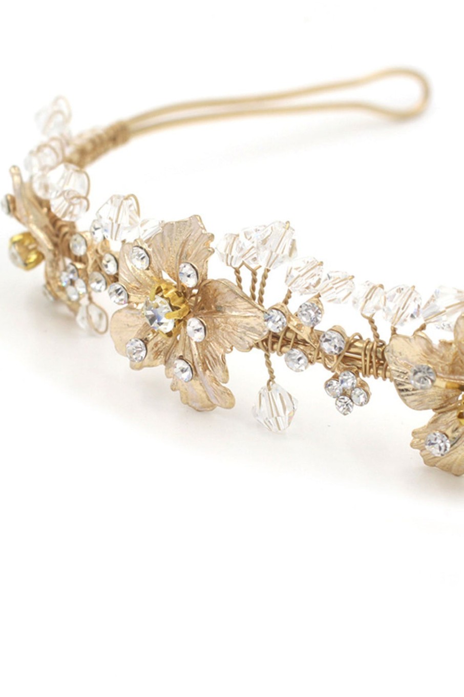 Accessories HELLYMOON | Delicate Flower Headband With Beading Golden