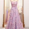 Prom Dresses HELLYMOON | A-Line Spaghetti Straps Prom Dress With Appliques Mauve