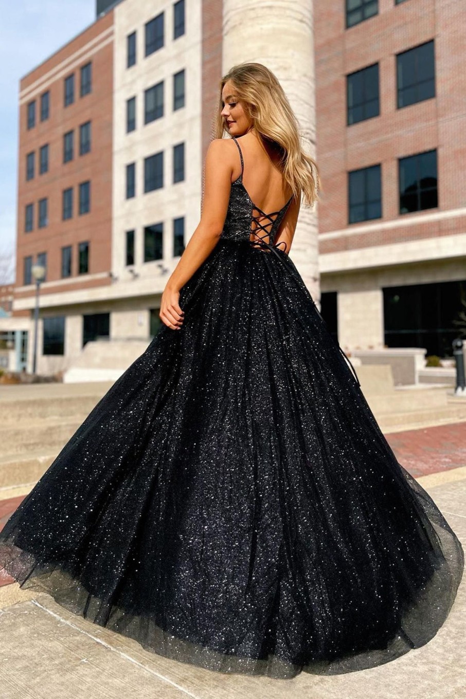 Prom Dresses HELLYMOON | Glitter A Line Princess Prom Dress With Beading Black