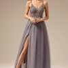 Special Occasion HELLYMOON | Spaghetti Straps Long Prom Dress With Slit