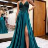 Special Occasion HELLYMOON | A Line Satin Beaded Prom Dress With Slit