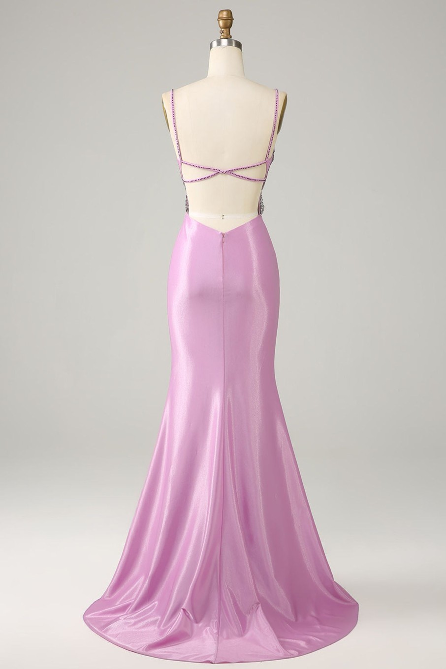 Prom Dresses HELLYMOON | Mermaid Backless Spaghetti Straps Butterflies Prom Dress Purple