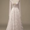 Wedding Dresses HELLYMOON | V-Neck Lace A-Line Wedding Dress With Bowknot Ivory