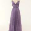 Partywear HELLYMOON | A Line Long Bridesmaid Dress With Ruffles