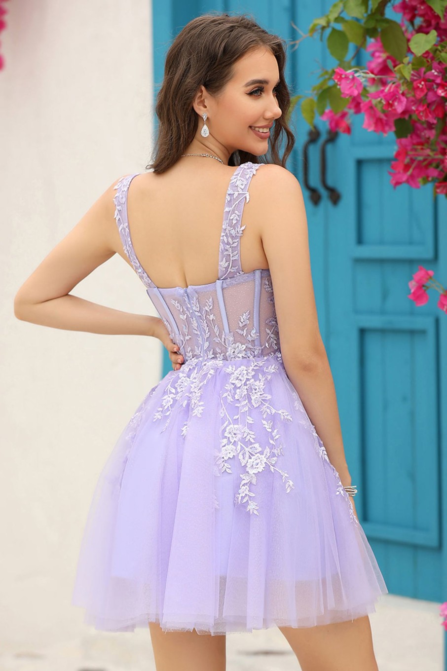 Special Occasion HELLYMOON | Corset Straps A-Line Graduation Dress Lilac