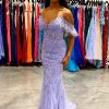 Prom Dresses HELLYMOON | Off The Shoulder Corset Prom Dress With Appliques Lavender