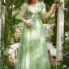 Prom Dresses HELLYMOON | A Line Tulle Corset Prom Dress With Sleeves Green