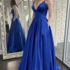 Special Occasion HELLYMOON | A Line Satin Prom Dress With Pockets Royal Blue