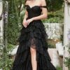 Special Occasion HELLYMOON | Off Shoulder Layered Prom Dress With Slit Black