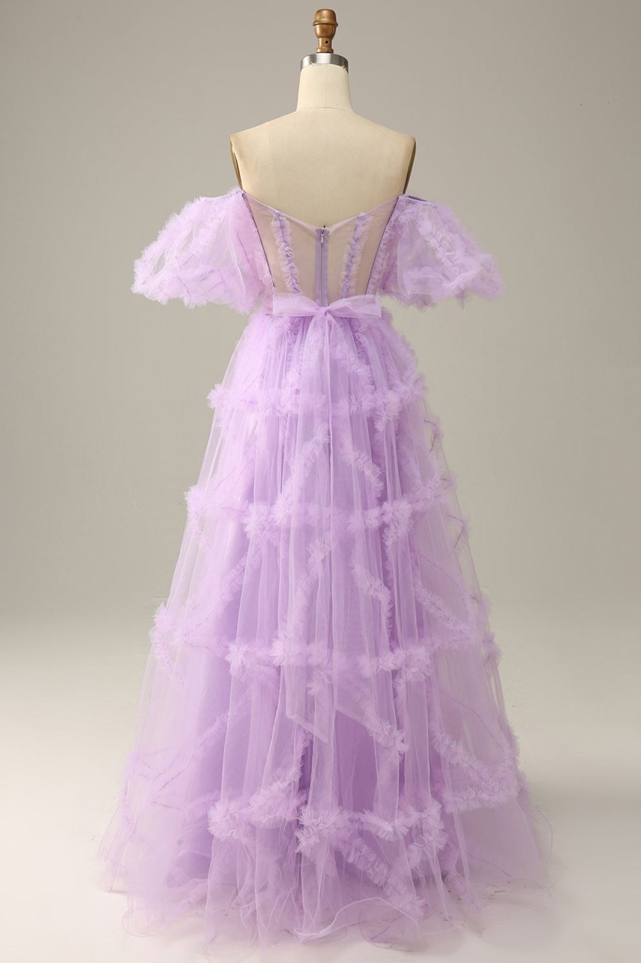 Special Occasion HELLYMOON | Tulle Off The Shoulder A Line Prom Dress Lavender