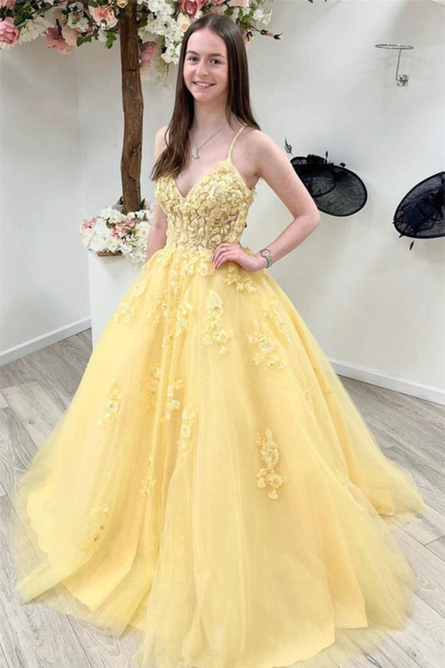 Special Occasion HELLYMOON | Spaghetti Straps Prom Gown Yellow