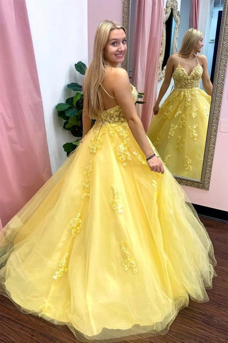 Special Occasion HELLYMOON | Spaghetti Straps Prom Gown Yellow